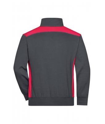 Unisex Workwear Half-Zip Sweat - COLOR - Carbon/rood 8542