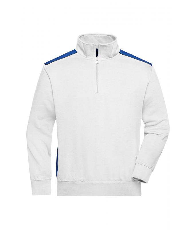 Unisex Workwear Half-Zip Sweat - COLOR - White/royal 8542