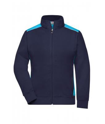 Damen Ladies' Workwear Sweat Jacket - COLOR - Navy/turquoise 8543