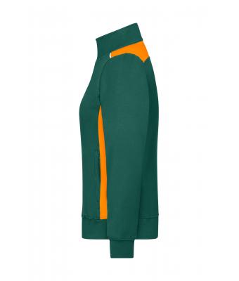 Dames Ladies' Workwear Sweat Jacket - COLOR - Dongergroen/oranje 8543