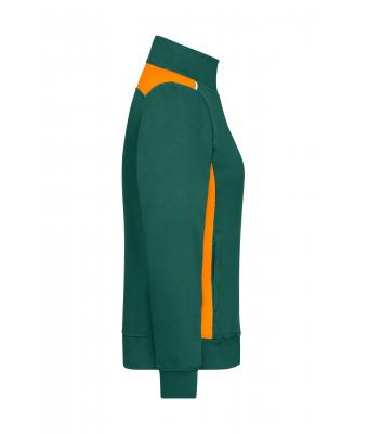 Dames Ladies' Workwear Sweat Jacket - COLOR - Dongergroen/oranje 8543