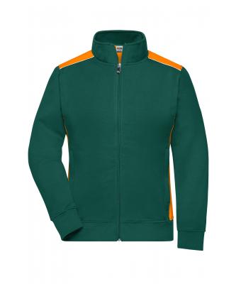 Dames Ladies' Workwear Sweat Jacket - COLOR - Dongergroen/oranje 8543