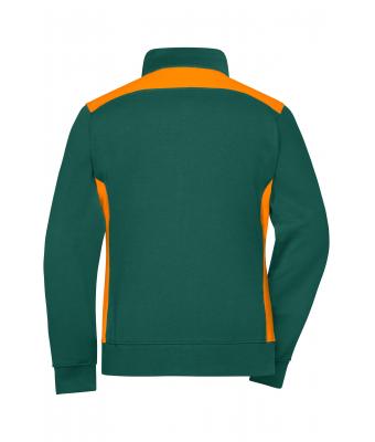 Damen Ladies' Workwear Sweat Jacket - COLOR - Dark-green/orange 8543