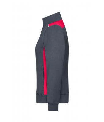 Dames Ladies' Workwear Sweat Jacket - COLOR - Carbon/rood 8543