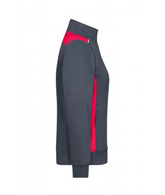 Dames Ladies' Workwear Sweat Jacket - COLOR - Carbon/rood 8543