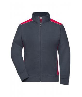 Dames Ladies' Workwear Sweat Jacket - COLOR - Carbon/rood 8543