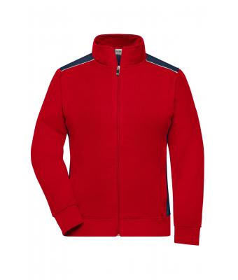 Dames Ladies' Workwear Sweat Jacket - COLOR - Rood/navy 8543