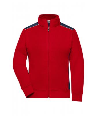 Damen Ladies' Workwear Sweat Jacket - COLOR - Red/navy 8543