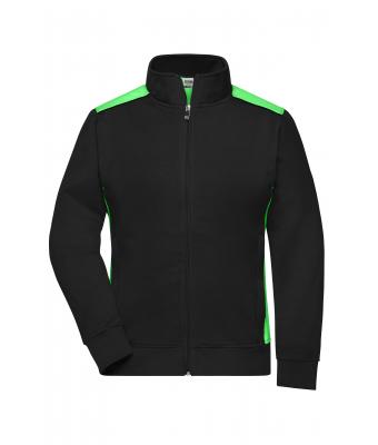 Damen Ladies' Workwear Sweat Jacket - COLOR - Black/lime-green 8543