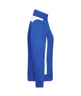 Dames Ladies' Workwear Sweat Jacket - COLOR - Royal/wit 8543