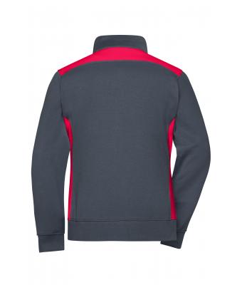 Femme Sweat-shirt veste workwear femme - COLOR - Carbone/rouge 8543