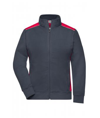 Femme Sweat-shirt veste workwear femme - COLOR - Carbone/rouge 8543