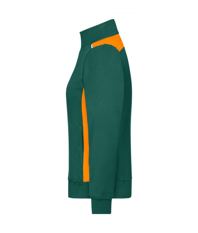 Femme Sweat-shirt veste workwear femme - COLOR - Vert-foncé/orange 8543