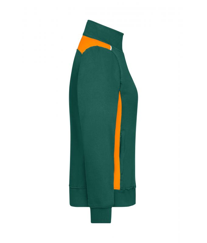 Femme Sweat-shirt veste workwear femme - COLOR - Vert-foncé/orange 8543