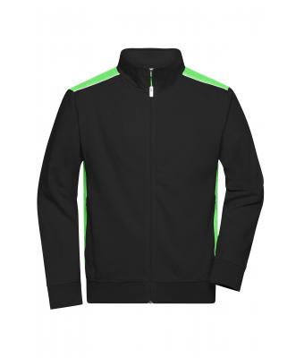 Herren Men's Workwear Sweat Jacket - COLOR - Black/lime-green 8544