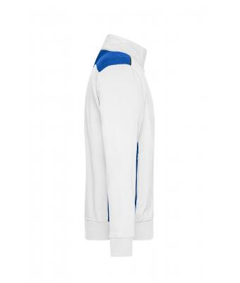 Unisexe Sweat-shirt veste workwear - COLOR - Blanc/royal 8544