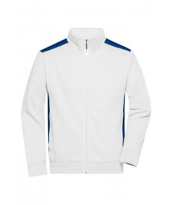 Unisexe Sweat-shirt veste workwear - COLOR - Blanc/royal 8544