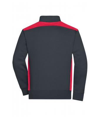 Unisexe Sweat-shirt veste workwear - COLOR - Carbone/rouge 8544