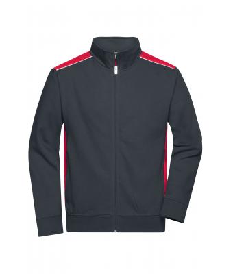 Unisexe Sweat-shirt veste workwear - COLOR - Carbone/rouge 8544