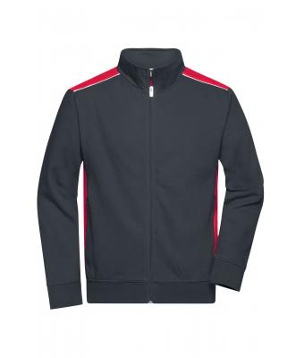 Homme Sweat-shirt veste workwear homme - COLOR - Carbone/rouge 8544