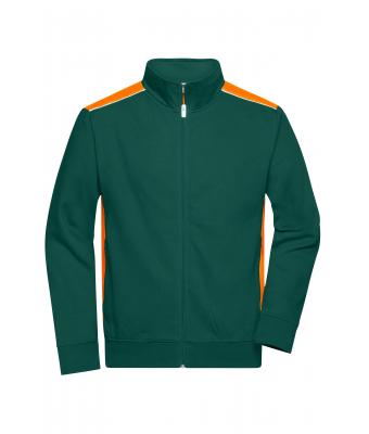 Homme Sweat-shirt veste workwear homme - COLOR - Vert-foncé/orange 8544