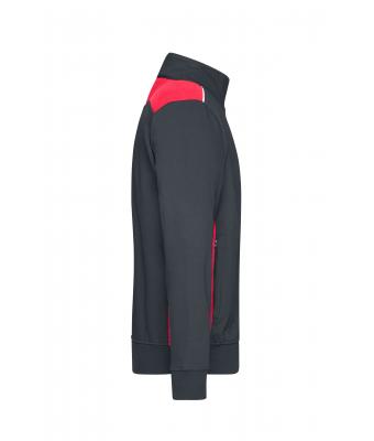 Unisex Workwear Sweat Jacket - COLOR - Carbon/rood 8544