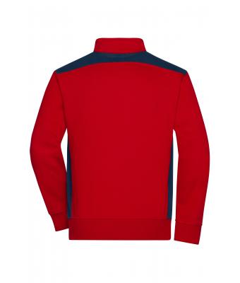 Unisex Workwear Sweat Jacket - COLOR - Rood/navy 8544