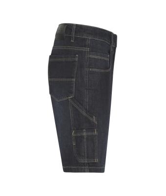 Unisexe Bermuda jeans de travail stretch Noir-denim 10523