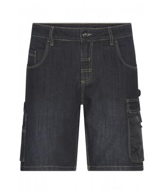 Unisexe Bermuda jeans de travail stretch Noir-denim 10523