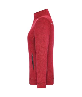 Dames Ladies' Knitted Workwear Fleece Jacket - SOLID - Rood-melange/zwart 10221