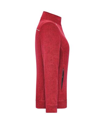 Dames Ladies' Knitted Workwear Fleece Jacket - SOLID - Rood-melange/zwart 10221