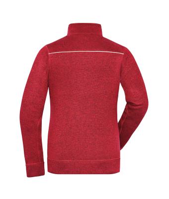 Dames Ladies' Knitted Workwear Fleece Jacket - SOLID - Rood-melange/zwart 10221