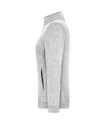 Dames Ladies' Knitted Workwear Fleece Jacket - SOLID - Wit-melange/carbon 10221