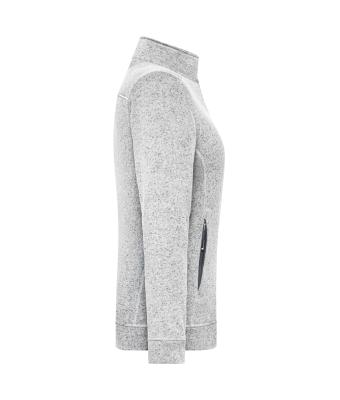 Dames Ladies' Knitted Workwear Fleece Jacket - SOLID - Wit-melange/carbon 10221