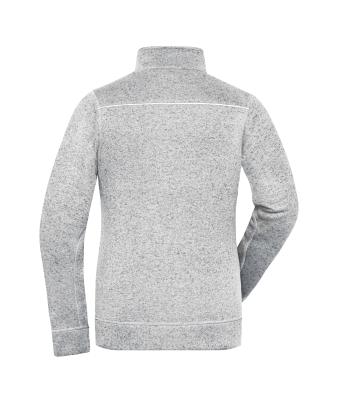 Dames Ladies' Knitted Workwear Fleece Jacket - SOLID - Wit-melange/carbon 10221