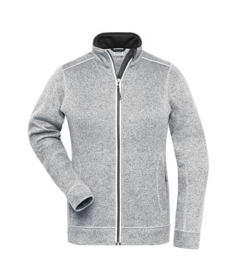 Dames Ladies' Knitted Workwear Fleece Jacket - SOLID - Wit-melange/carbon 10221