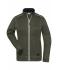Dames Ladies' Knitted Workwear Fleece Jacket - SOLID - Olijf-melange/zwart 10221