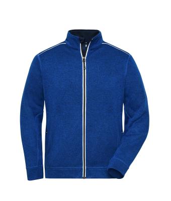 Heren Men's Knitted Workwear Fleece Jacket - SOLID - Donkerroyal-melange/navy 10222
