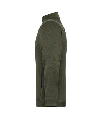 Heren Men's Knitted Workwear Fleece Jacket - SOLID - Olijf-melange/zwart 10222