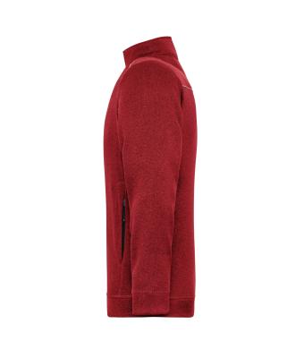 Heren Men's Knitted Workwear Fleece Jacket - SOLID - Rood-melange/zwart 10222