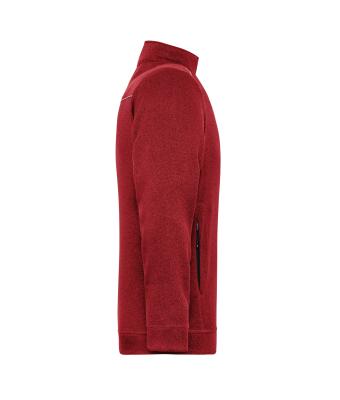 Heren Men's Knitted Workwear Fleece Jacket - SOLID - Rood-melange/zwart 10222