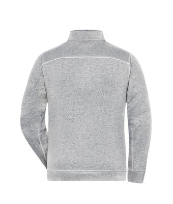 Men Men's Knitted Workwear Fleece Jacket - SOLID - White-melange/carbon 10222