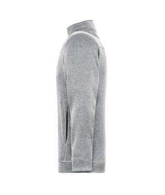 Heren Men's Knitted Workwear Fleece Jacket - SOLID - Wit-melange/carbon 10222
