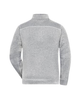 Heren Men's Knitted Workwear Fleece Jacket - SOLID - Wit-melange/carbon 10222