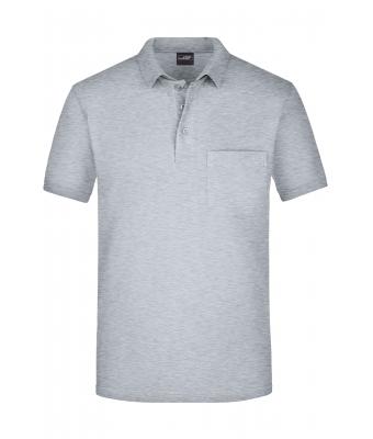 Homme Polo piqué homme poche poitrine Gris-chiné 7562