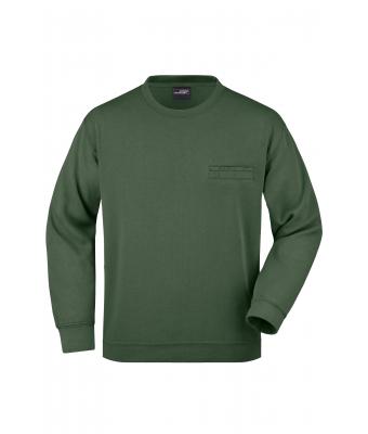Heren Men's Round Sweat Pocket Donkergroen 7563