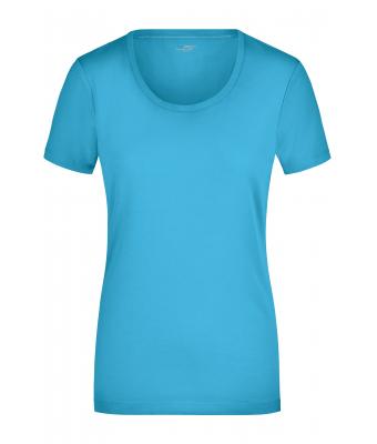 Femme T-shirt femme col rond extensible Turquoise 7983