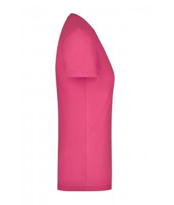 Femme T-shirt femme col rond extensible Rose-vif 7983