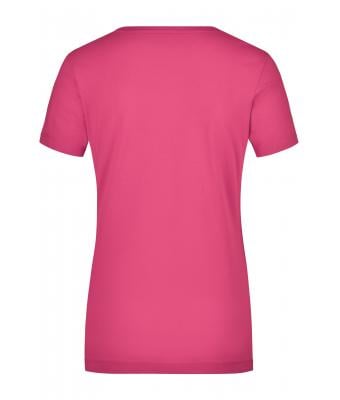 Femme T-shirt femme col rond extensible Rose-vif 7983