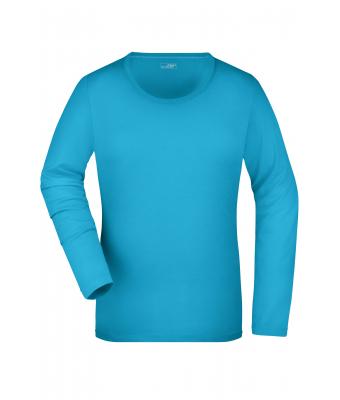 Dames Ladies' Stretch Shirt Long-Sleeved Turquoise 7984
